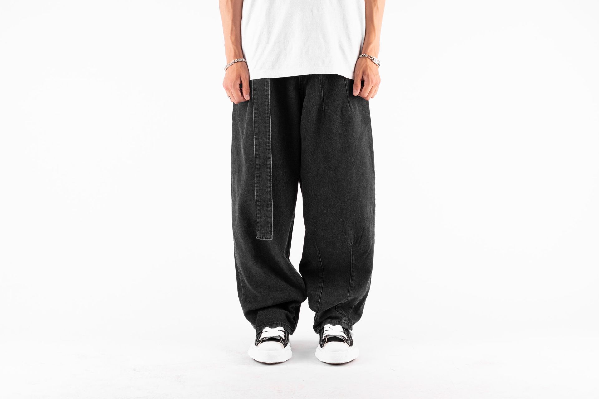 【AJO AJOBYAJO】24FW★ Asymmetric Washed Denim Pants MUSINSA | AJOBYAJO Asymmetric Washed Denim Pants [BLACK]
